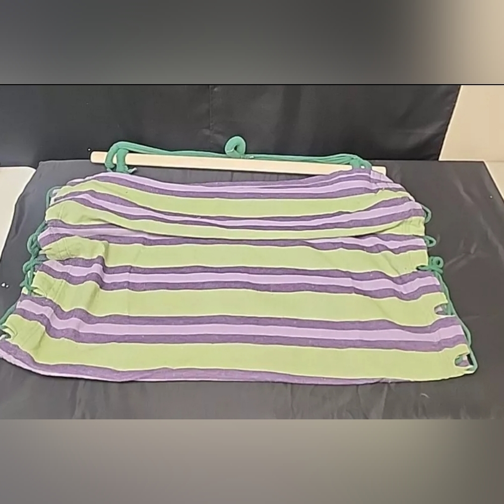 Hammock Hanging Rope Chair Swing Seat Set With 2 Pillows Green And Purple - Picture 3 of 11